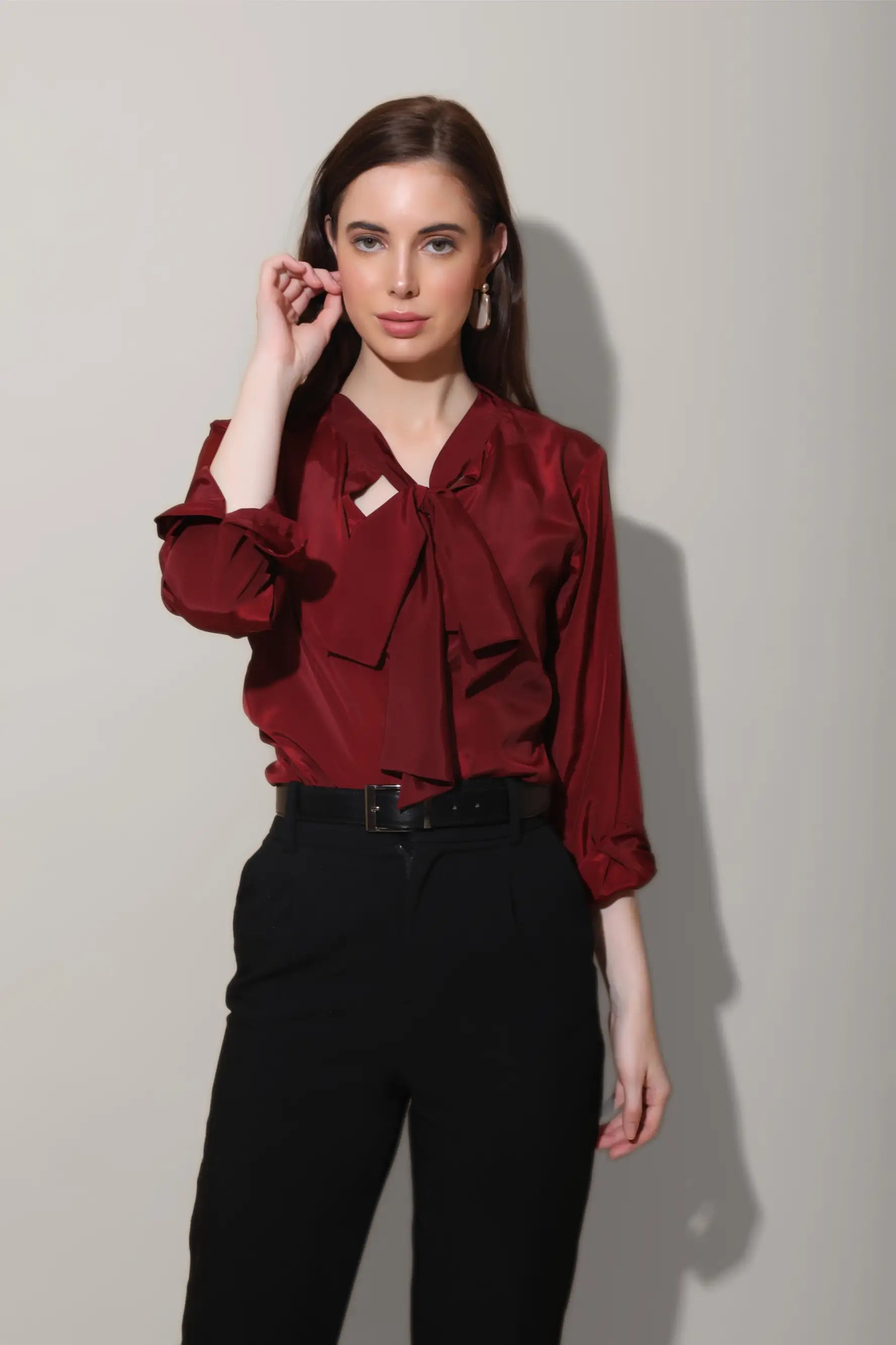 Maroon Neck Tie Shirt - SHIRTS