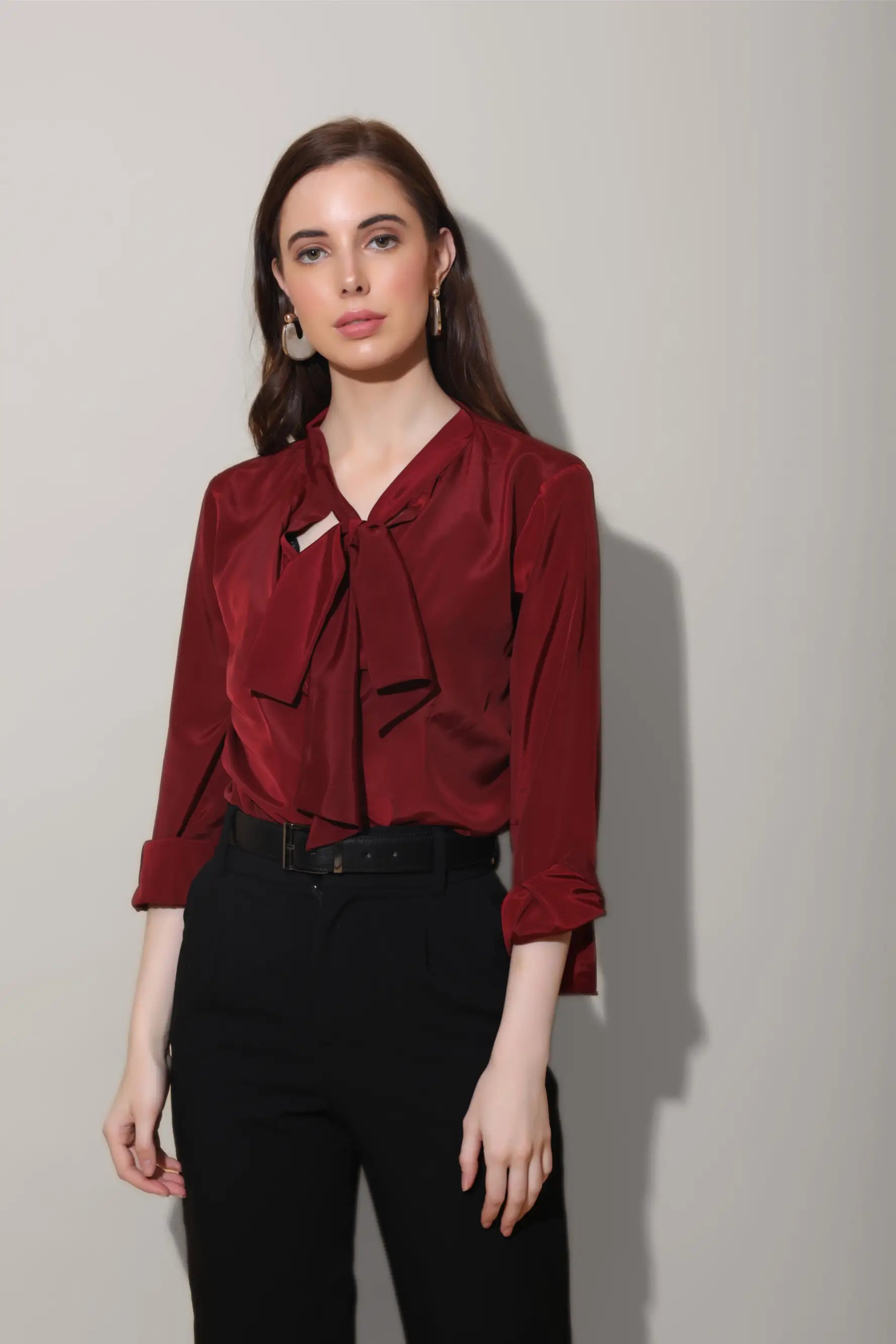 Maroon Neck Tie Shirt - SHIRTS