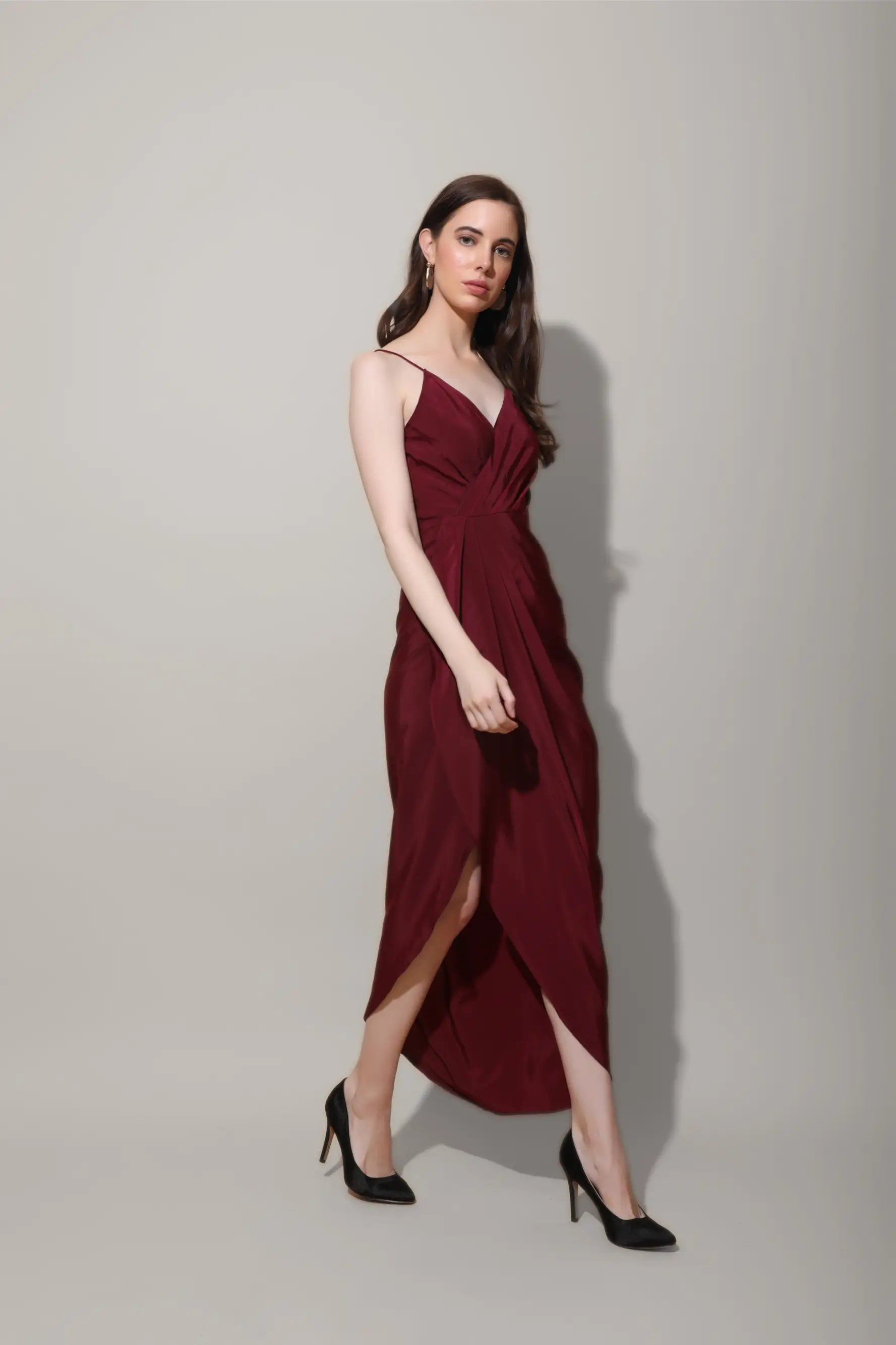 Maroon Slip Dress - DRESSES