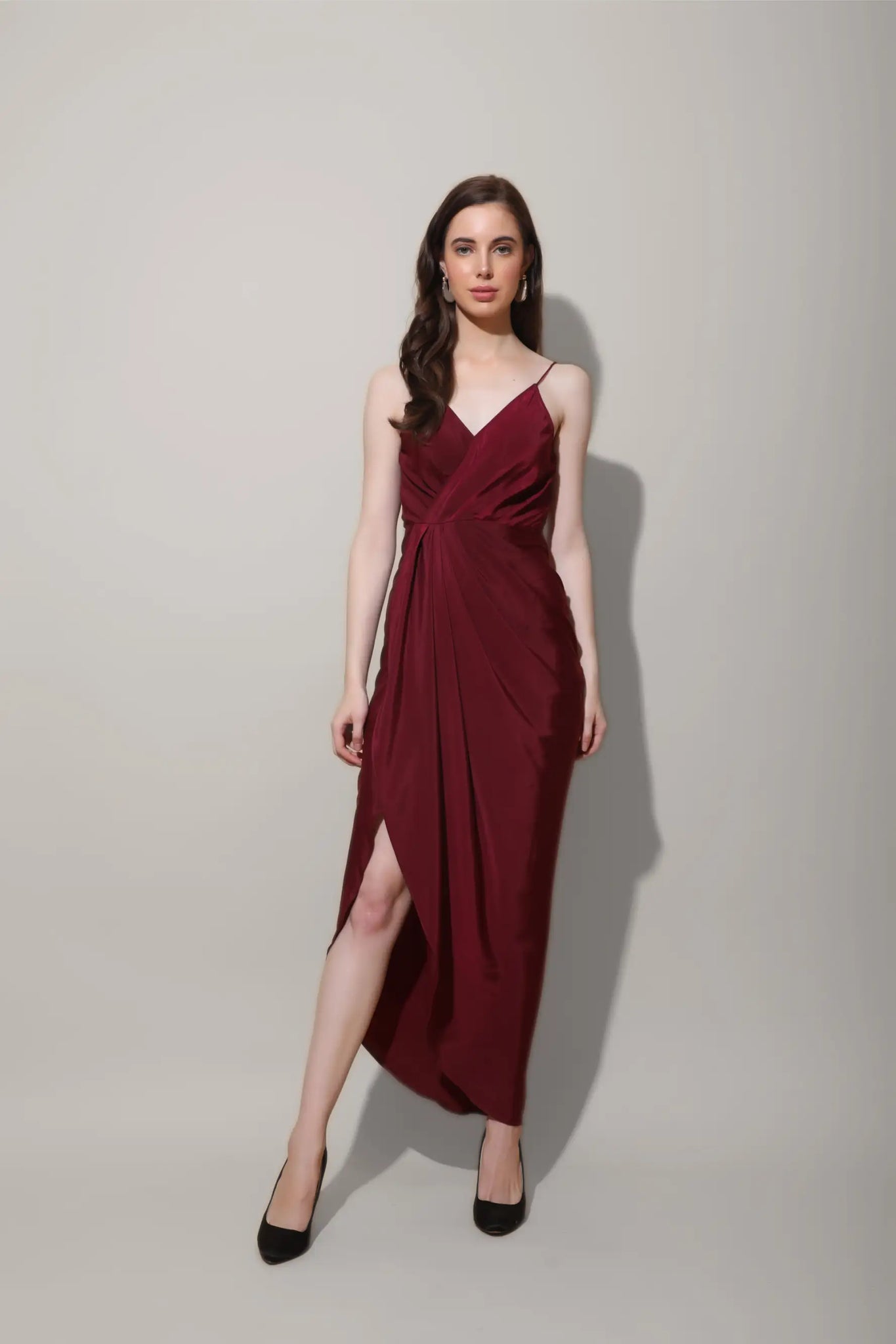 Maroon Slip Dress - DRESSES