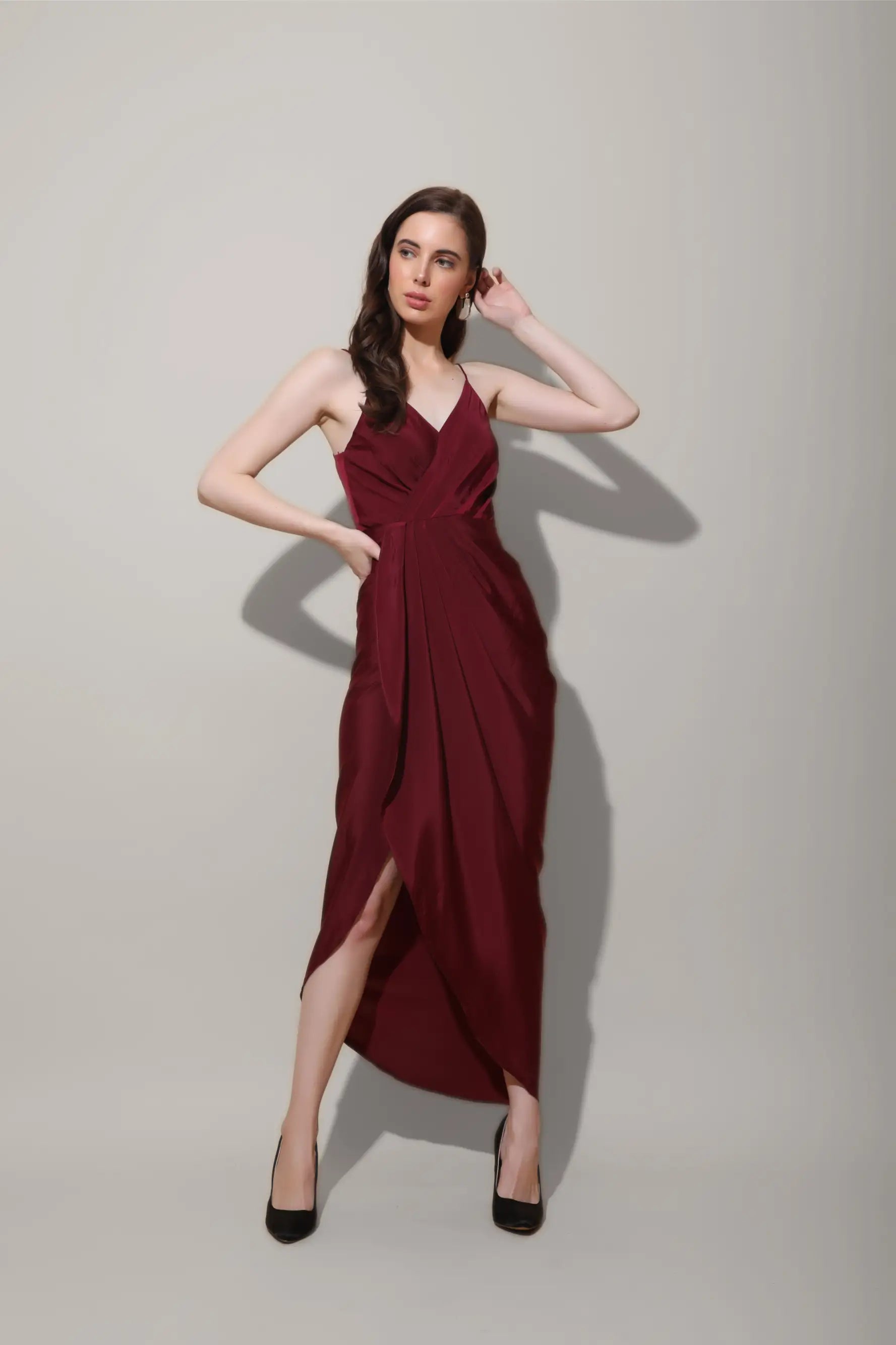 Maroon Slip Dress - DRESSES