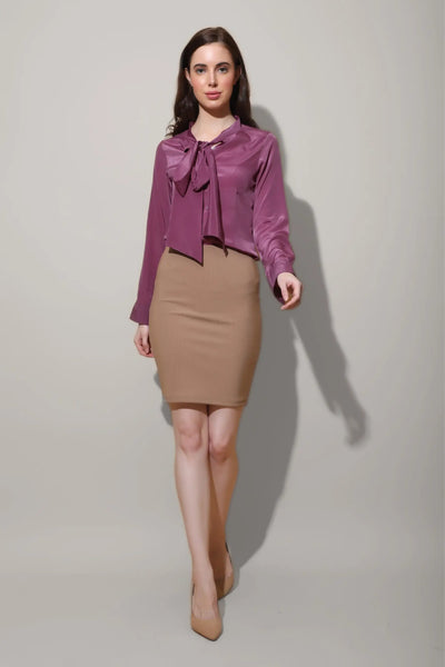 Mauve Neck Tie Shirt - SHIRTS