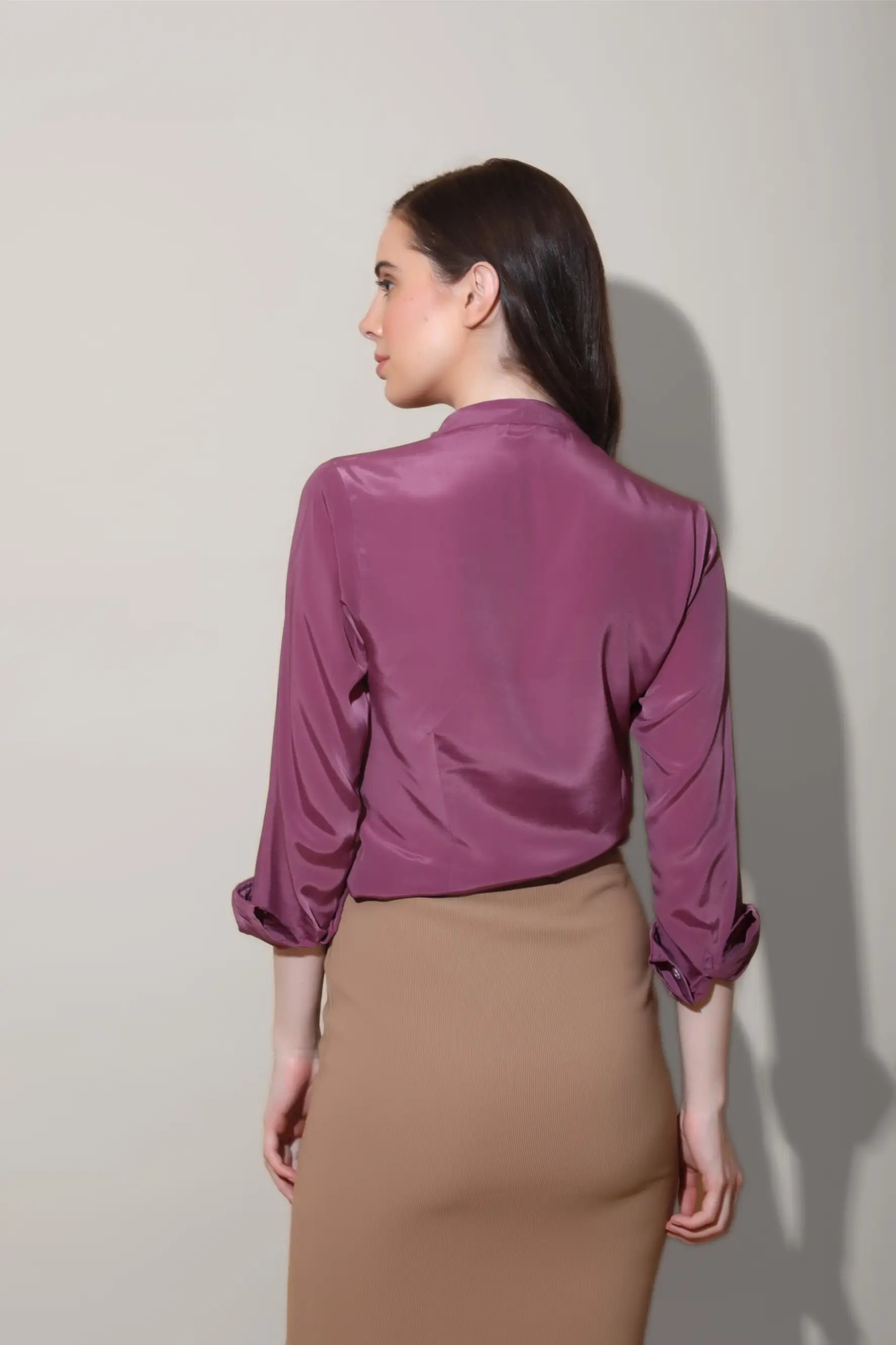 Mauve Neck Tie Shirt - SHIRTS