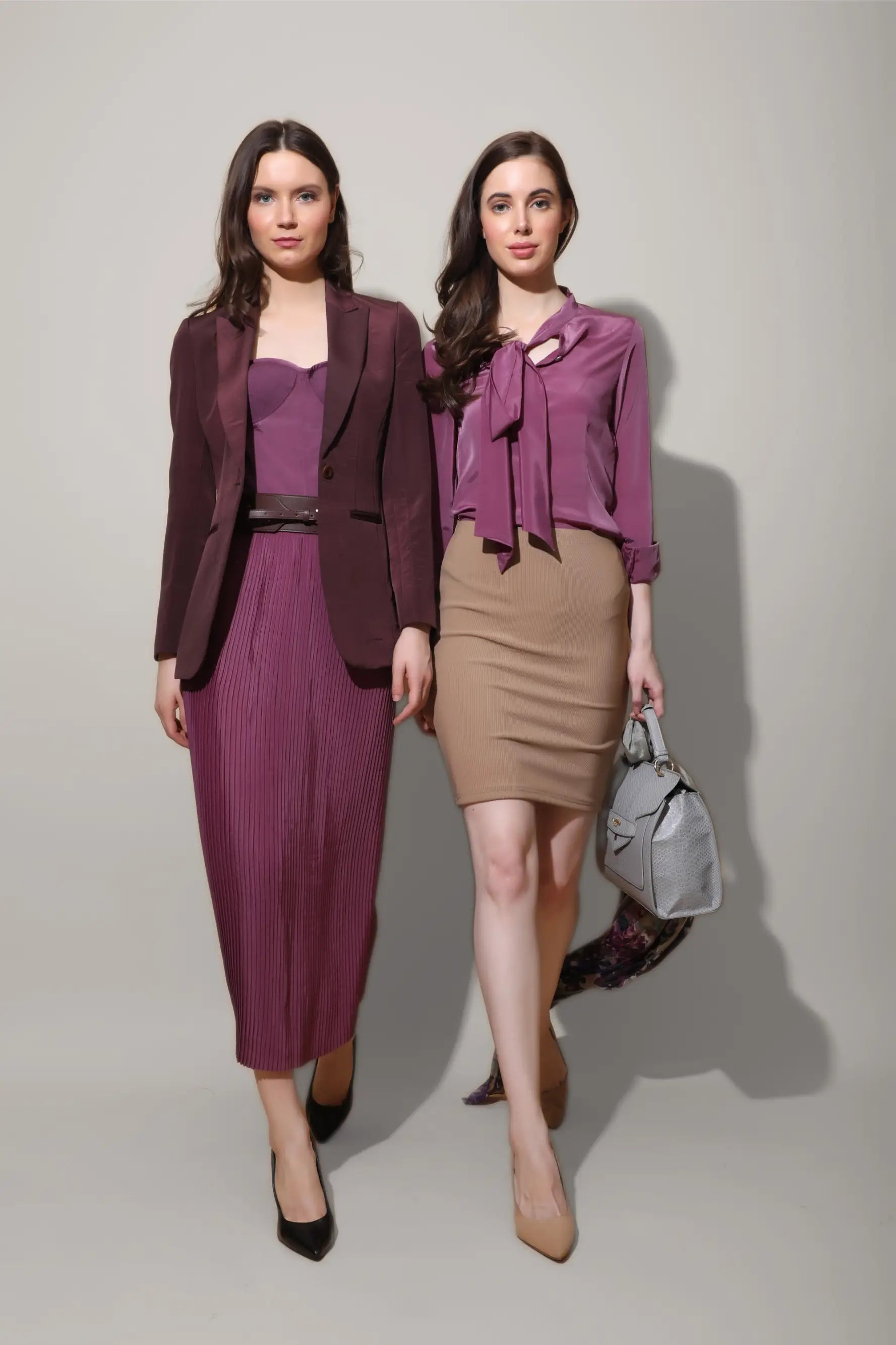 Mauve Neck Tie Shirt - SHIRTS