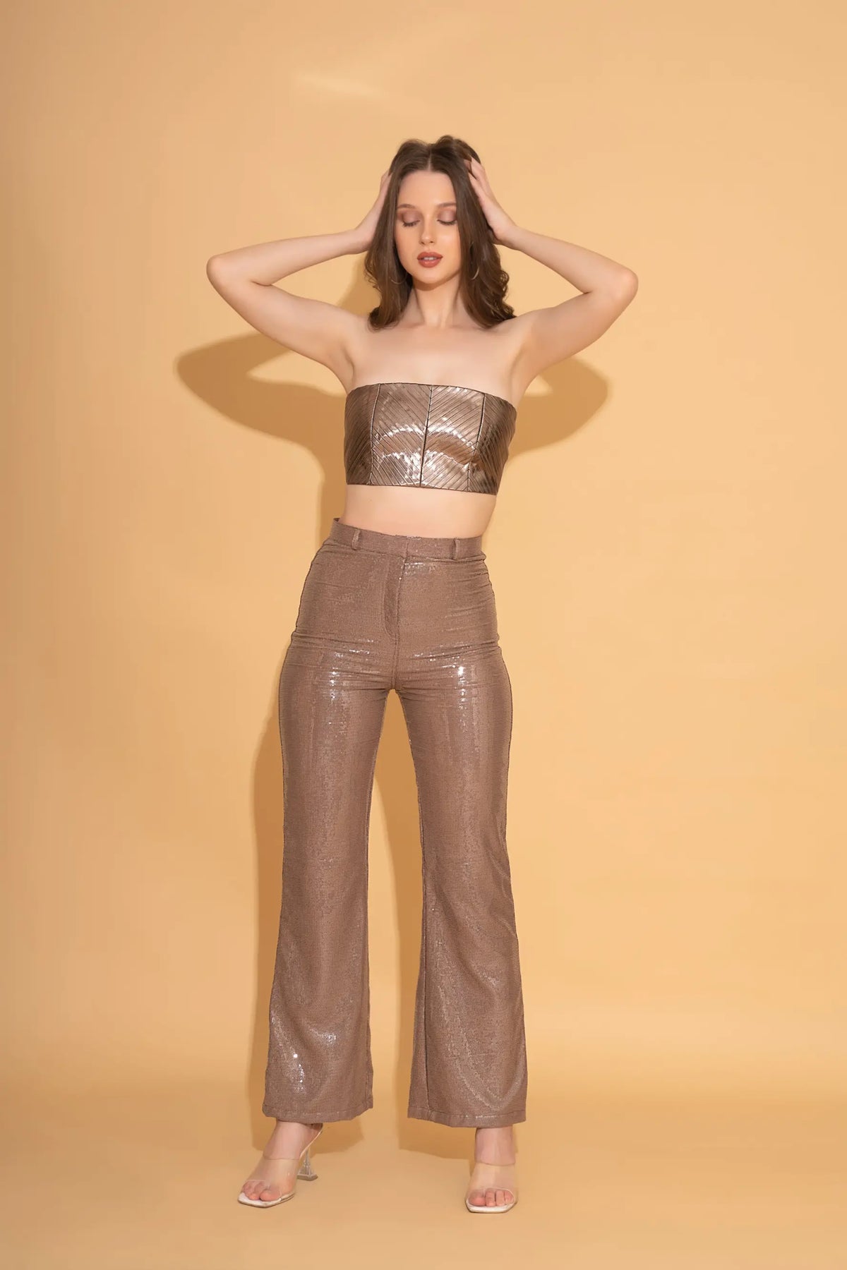 Metallic Chevron Tube Top
