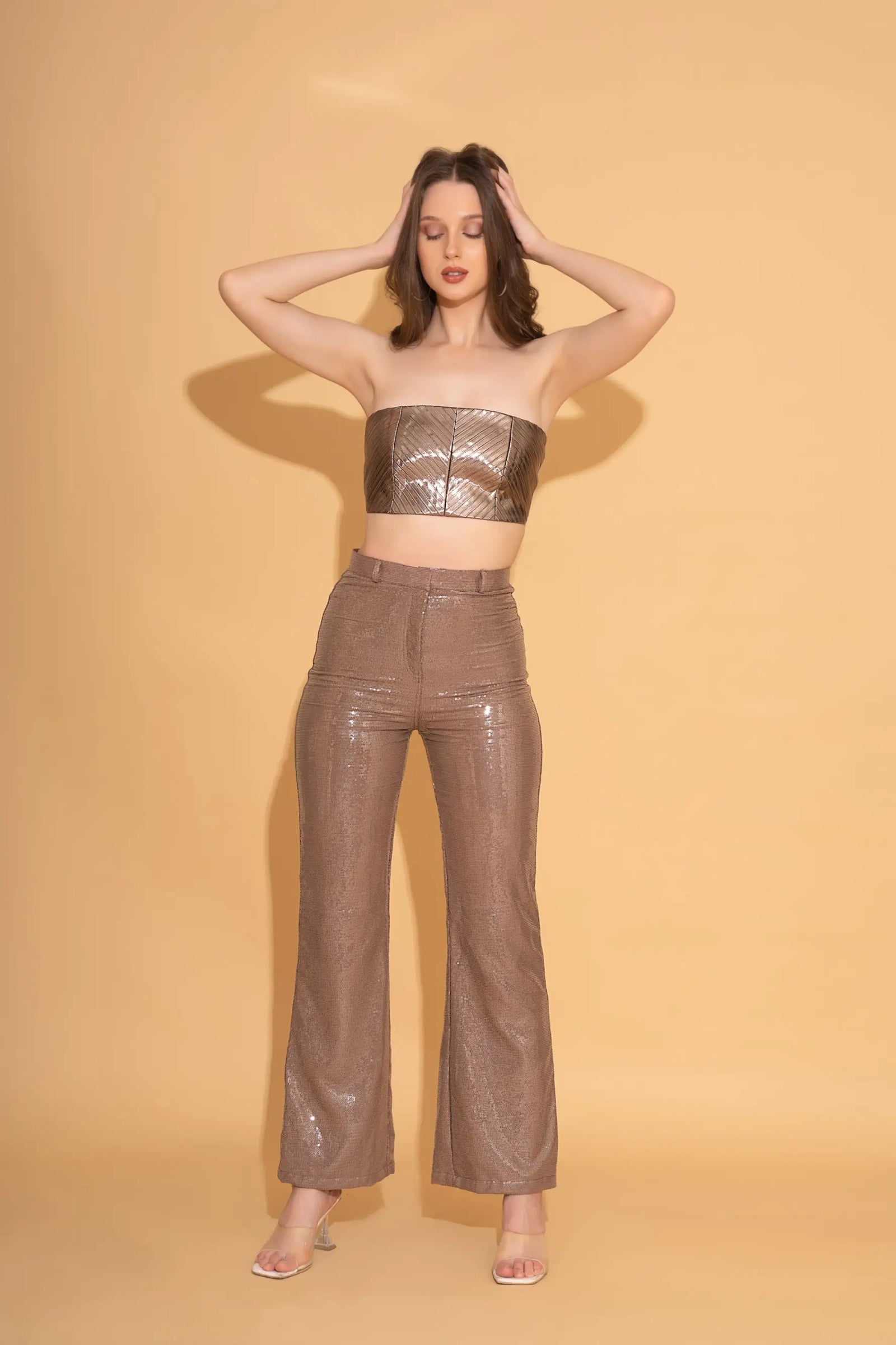 Metallic Chevron Tube Top