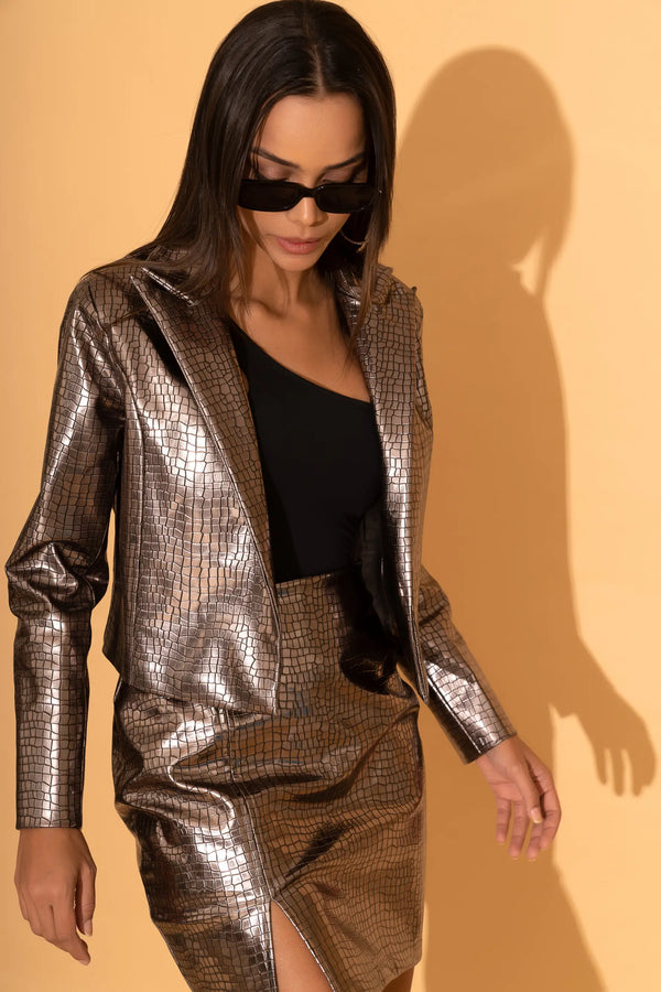 Metallic Croc Skirt - SKIRTS