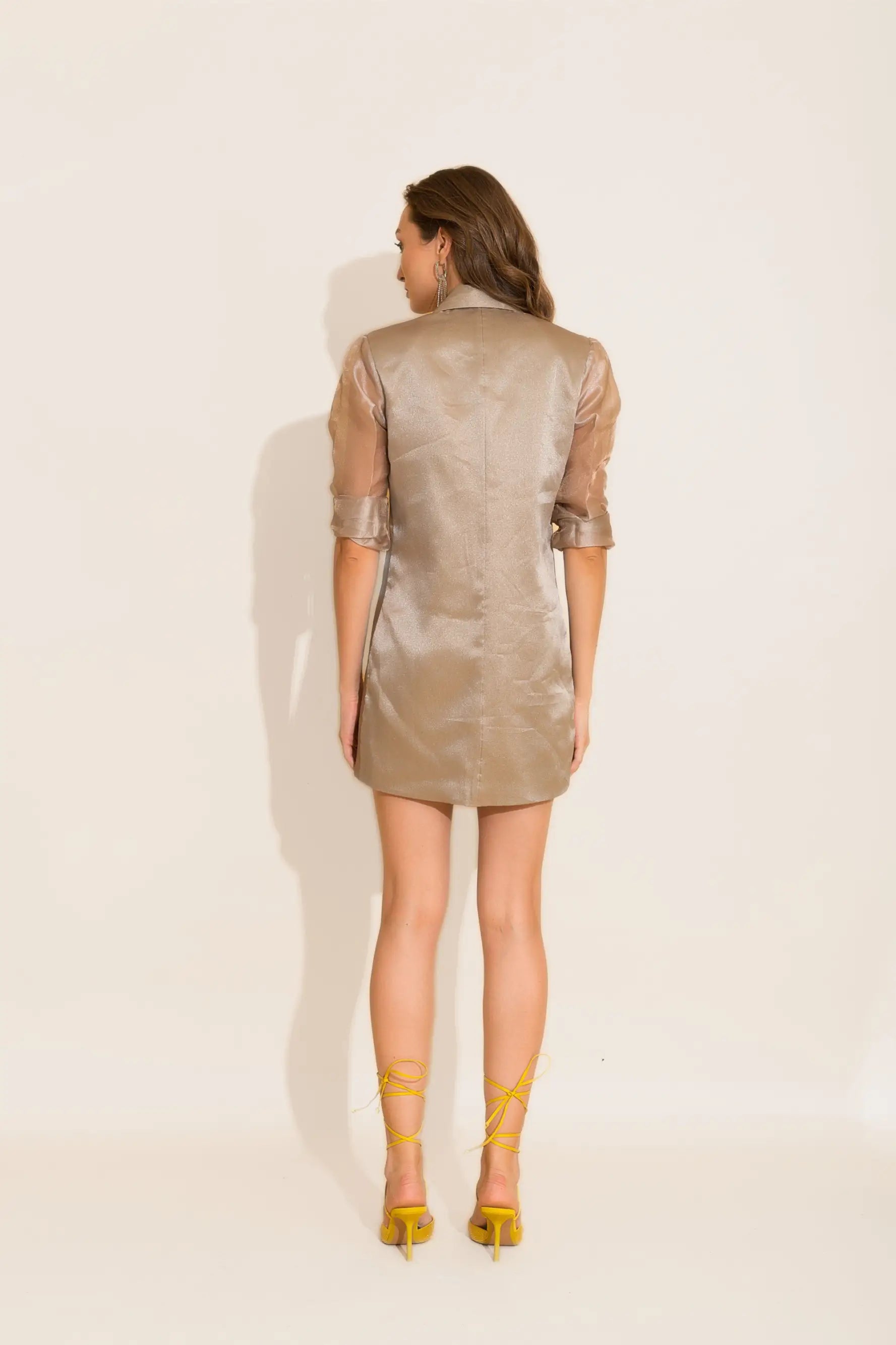 Metallic Organza Blazer Dress - DRESSES