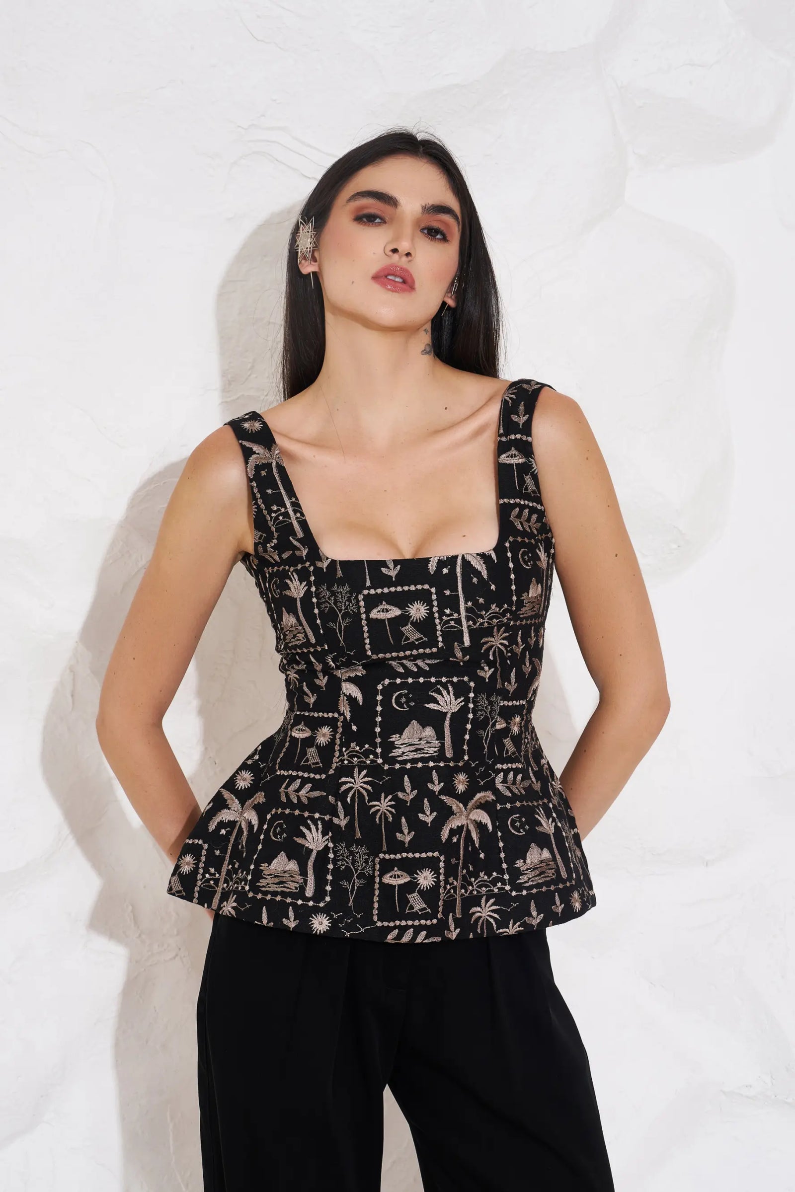 MIA Embroidered Peplum - TOPS