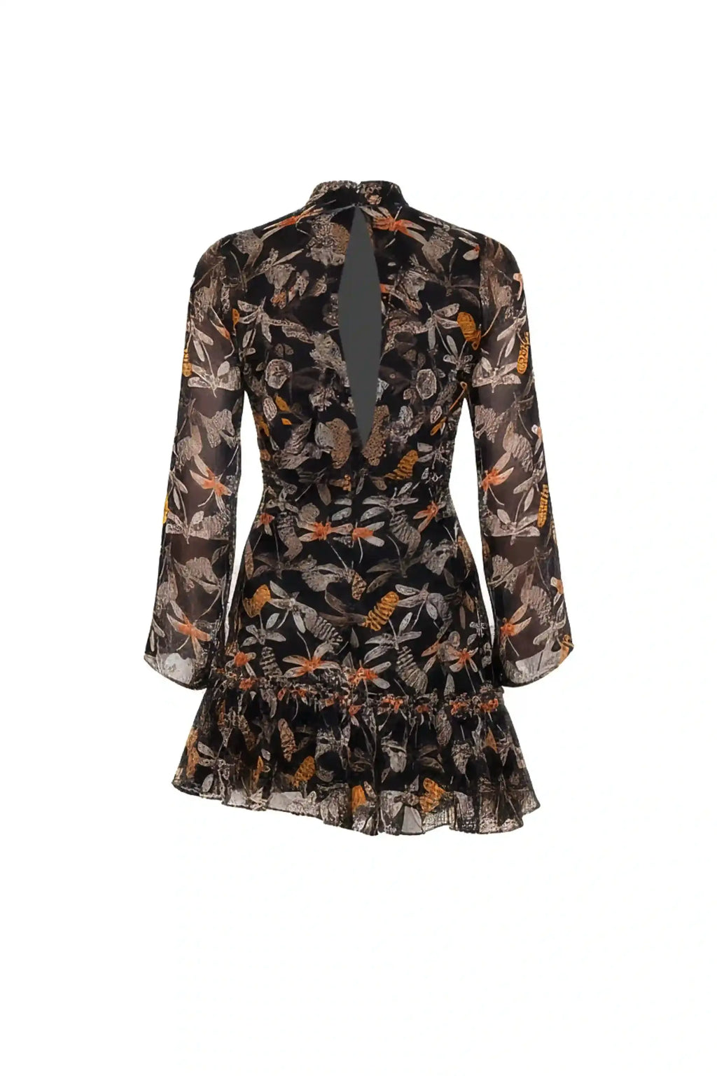 Midnight Firefly Print Ruffle Dress - DRESSES
