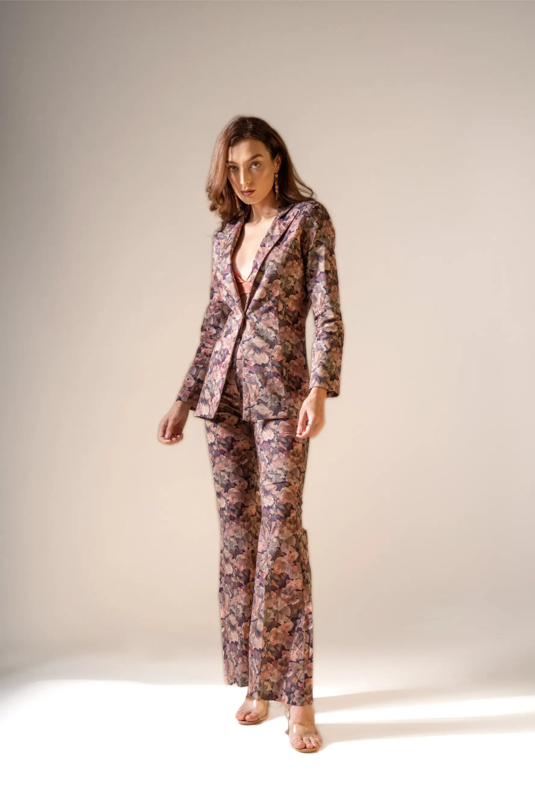 Mulberry Printed Bell bottoms and Blazer Co-ord Set - SET