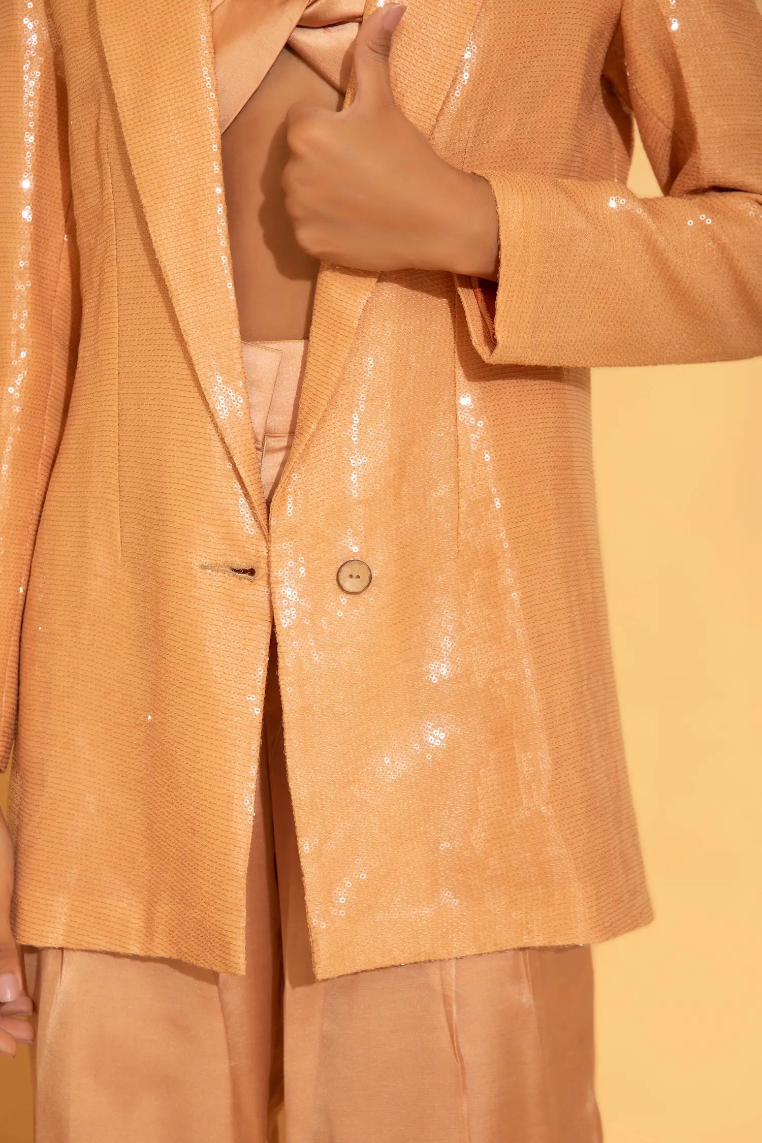 Peach Sequins Blazer - Blazers