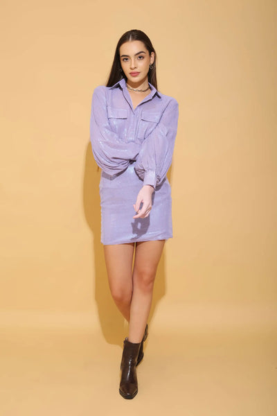 Peri Purple Sequins Co-ord Set - SET