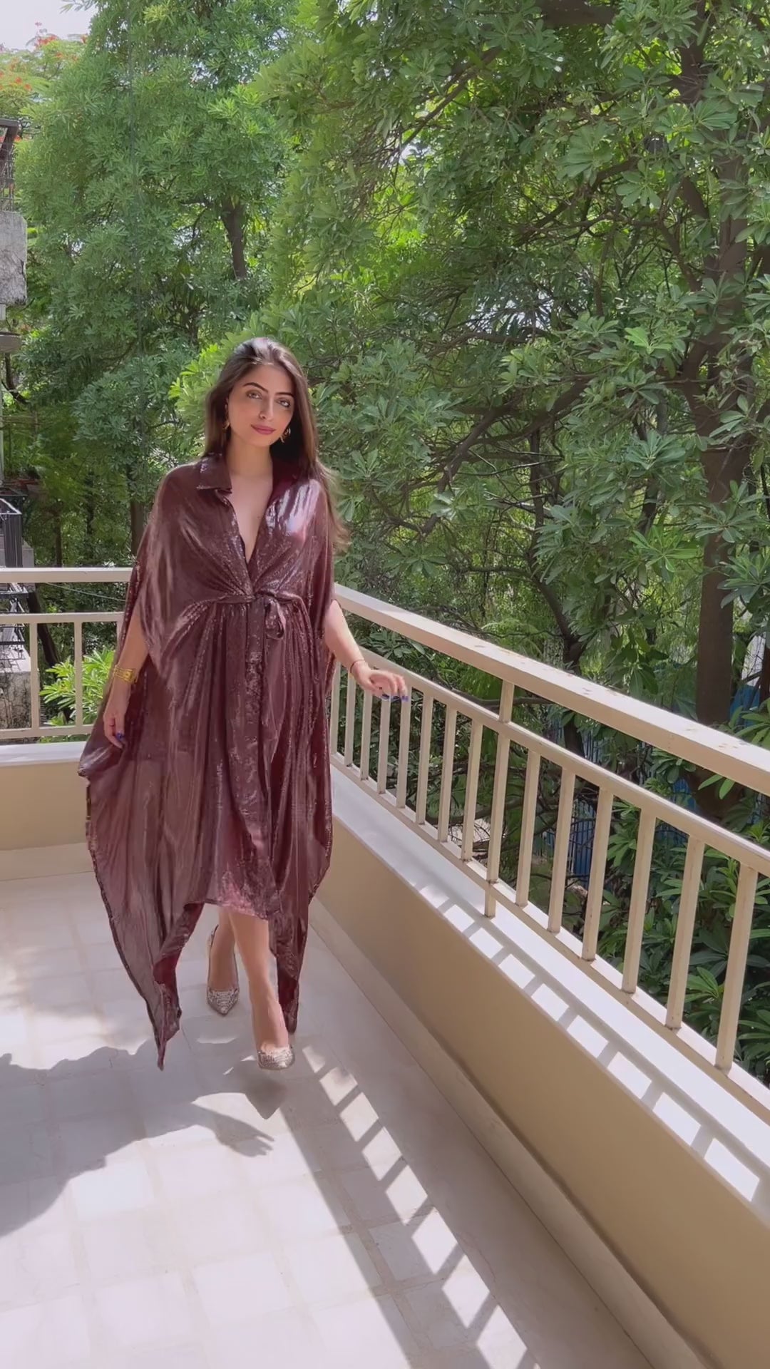 Rust Sequins Kaftan