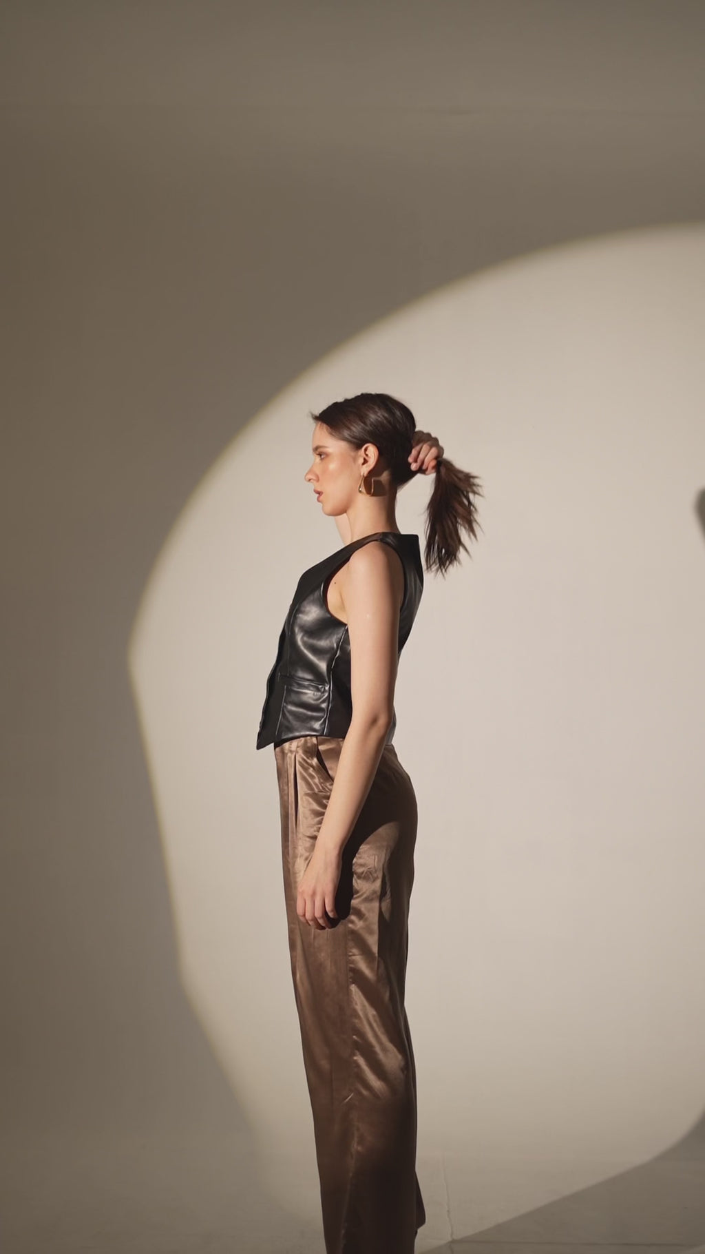 Black Faux Leather Waistcoat