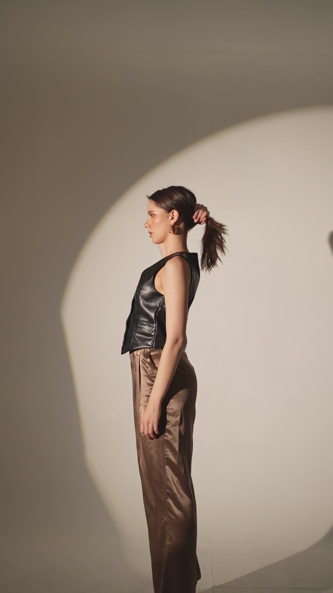 Black Faux Leather Waistcoat