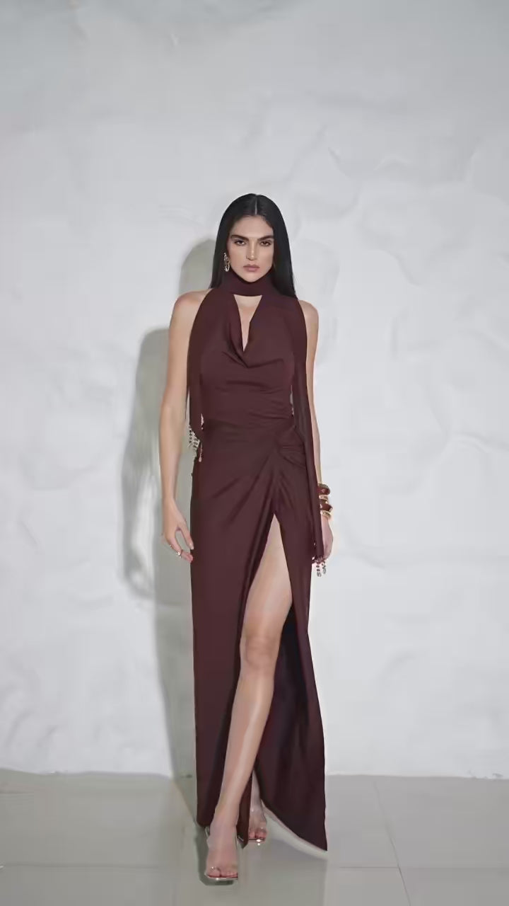EKKO Cowl Top and Draped Skirt Co-ord