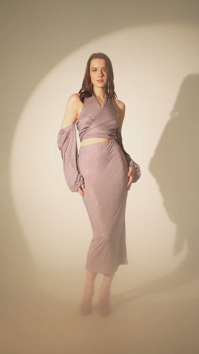 Lavender Rhinestone Midi Skirt