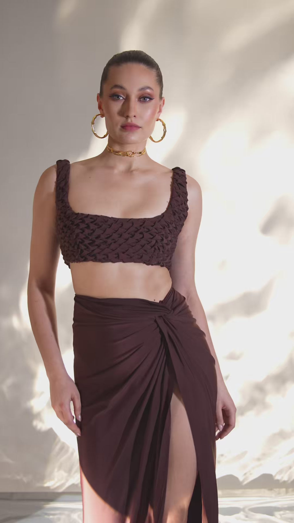 EKKO Smock Top and Draped Skirt Co-ord Set