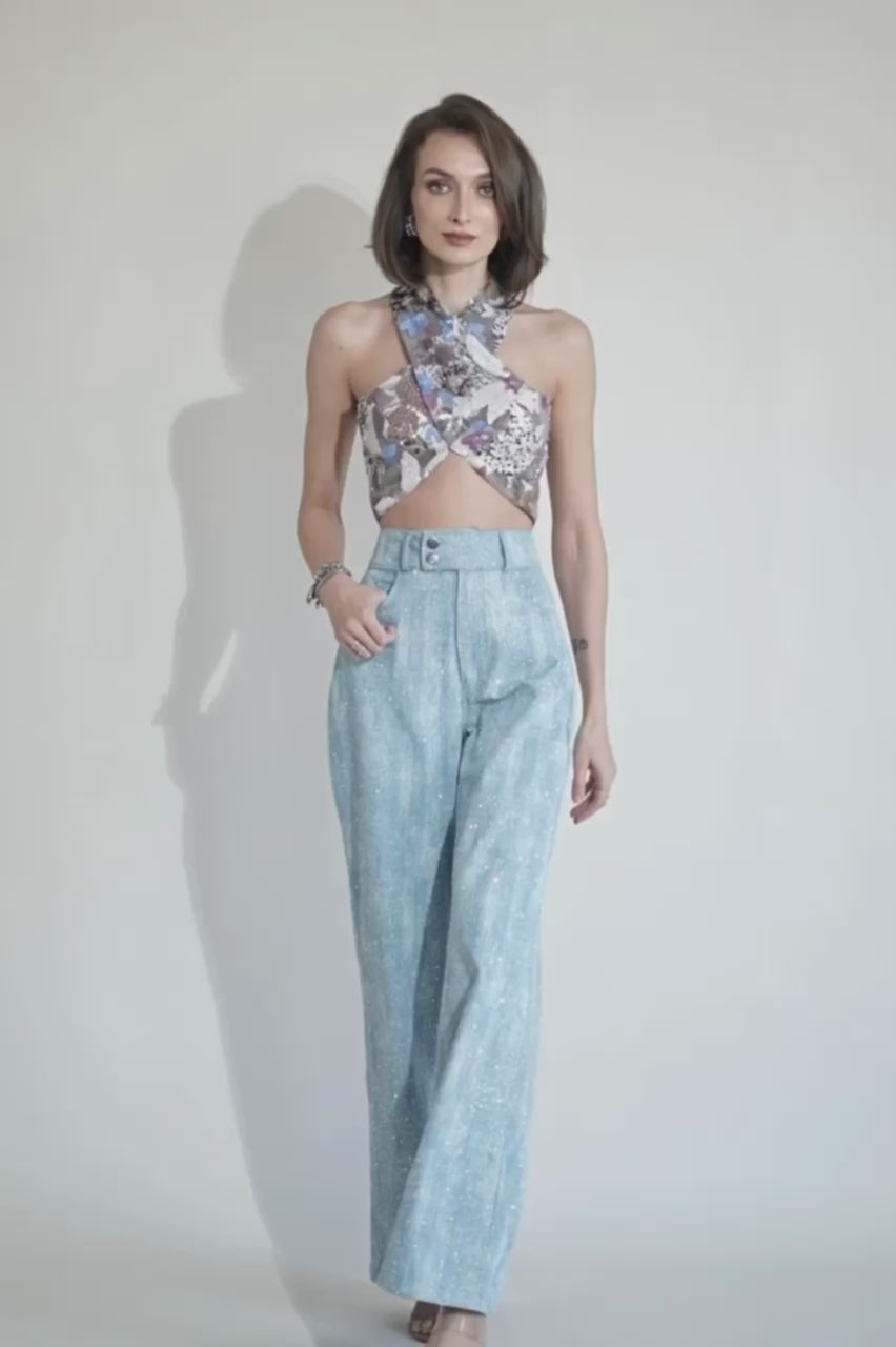 LUMI Halter Top and LANA Crystal Denim Co-ord
