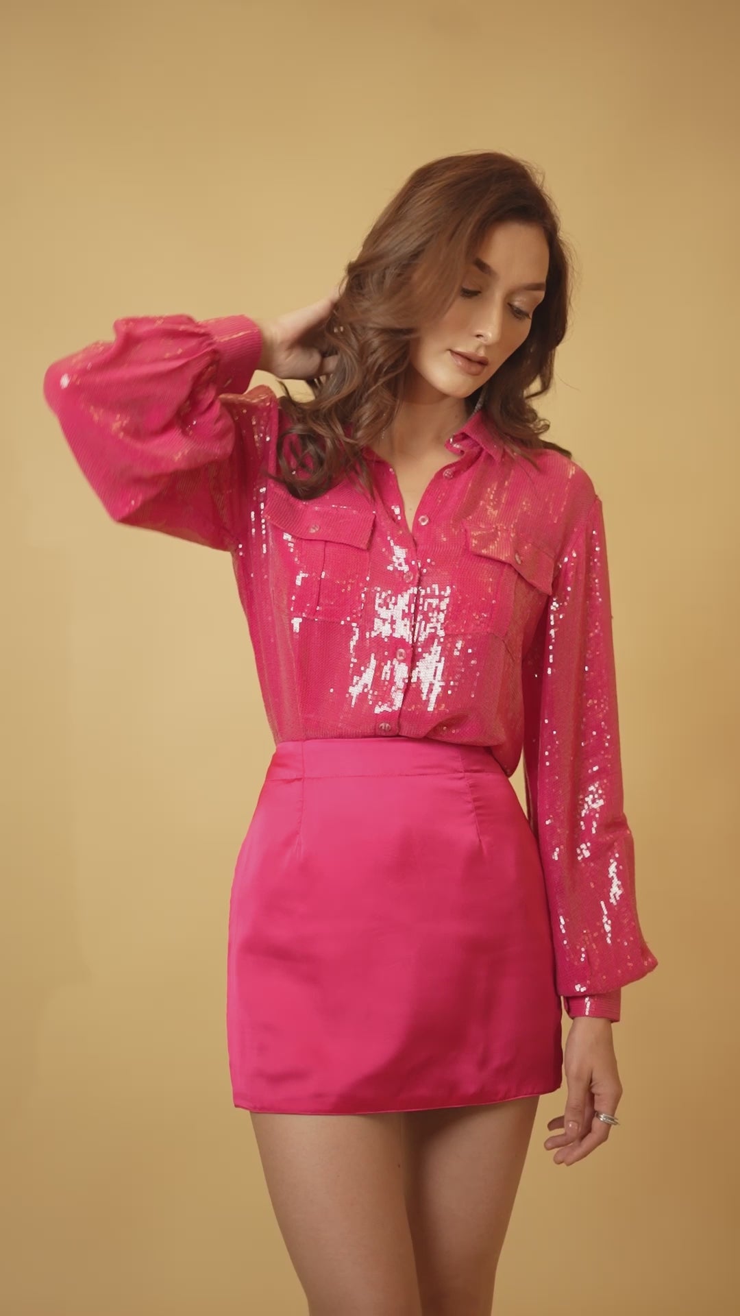 Fuschia Sequins Shirt
