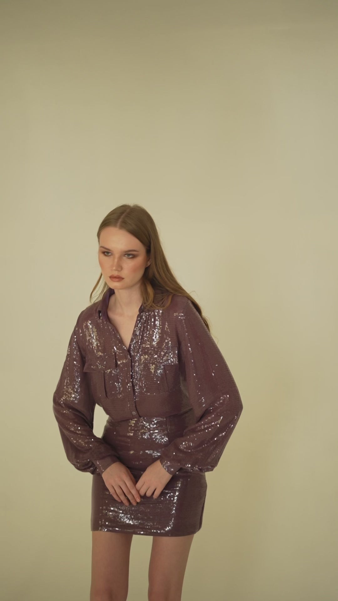 Deep Purple Sequins Skirt