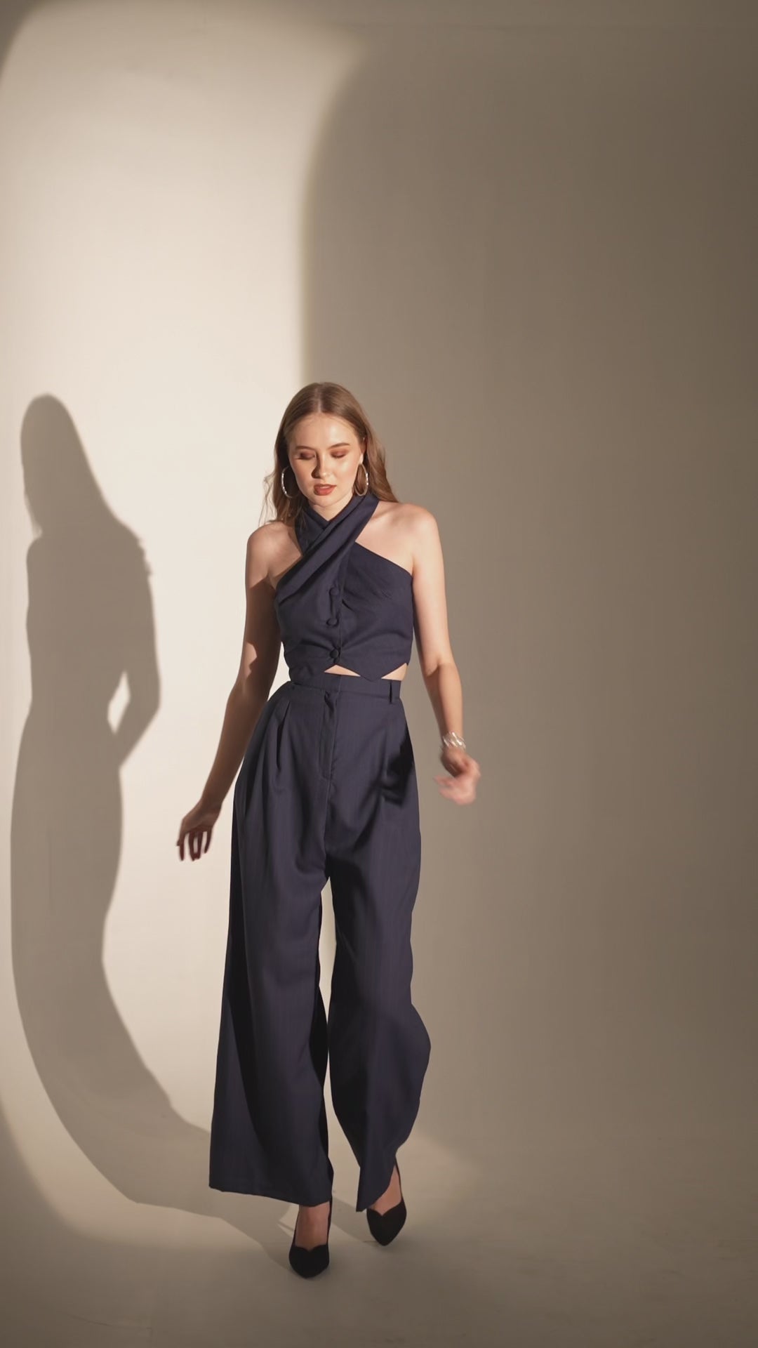 Black Pinstripe Halter Waistcoat