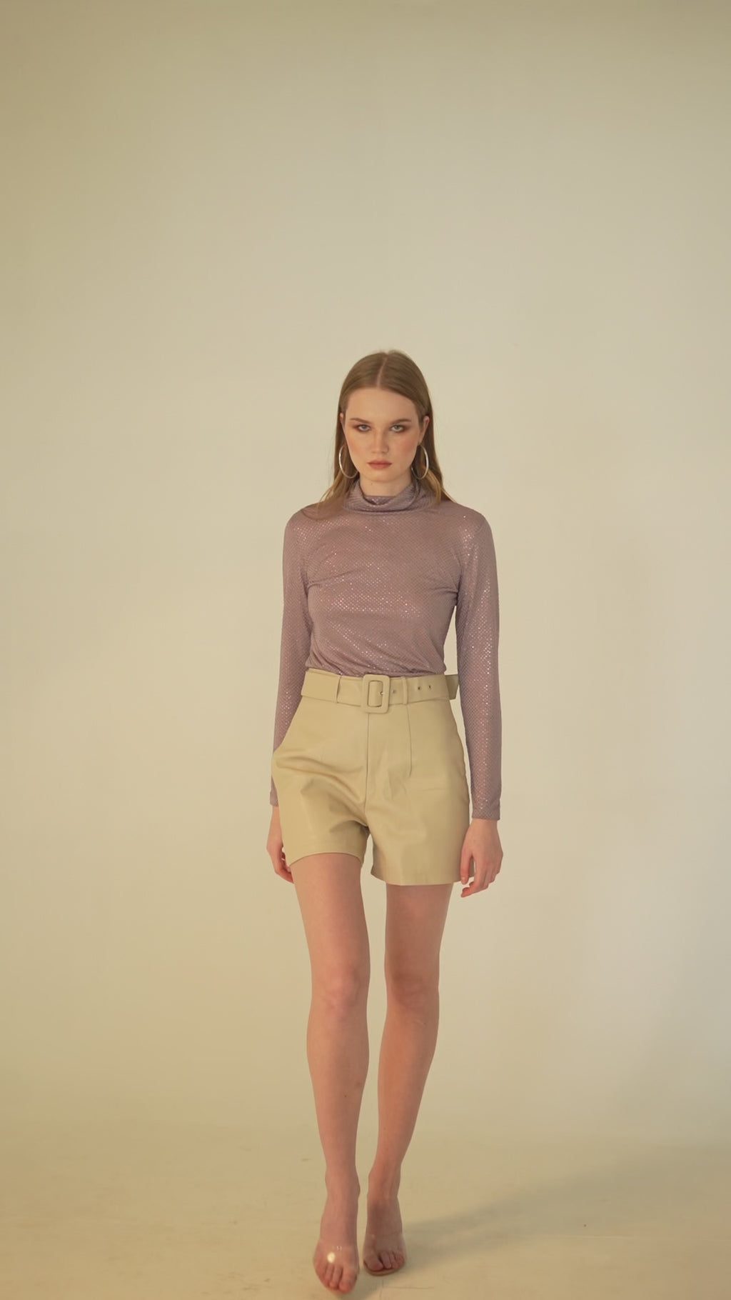Lavender Rhinestone Turtleneck Top