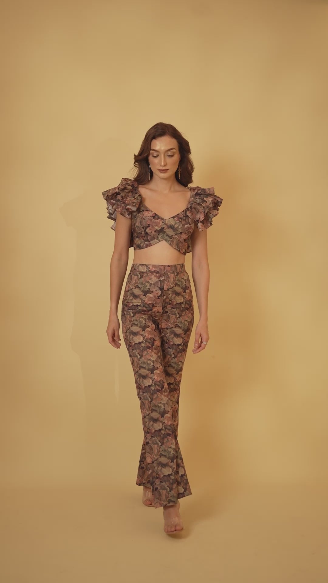 Mulberry Printed Ruffle Top