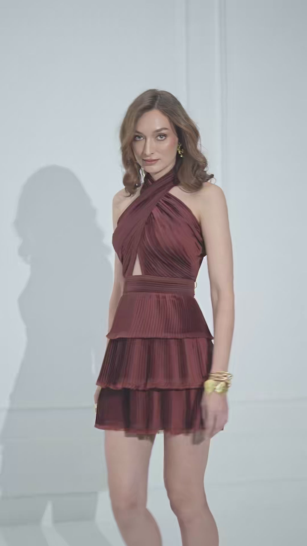 NICOLE Pleated Peplum Dress