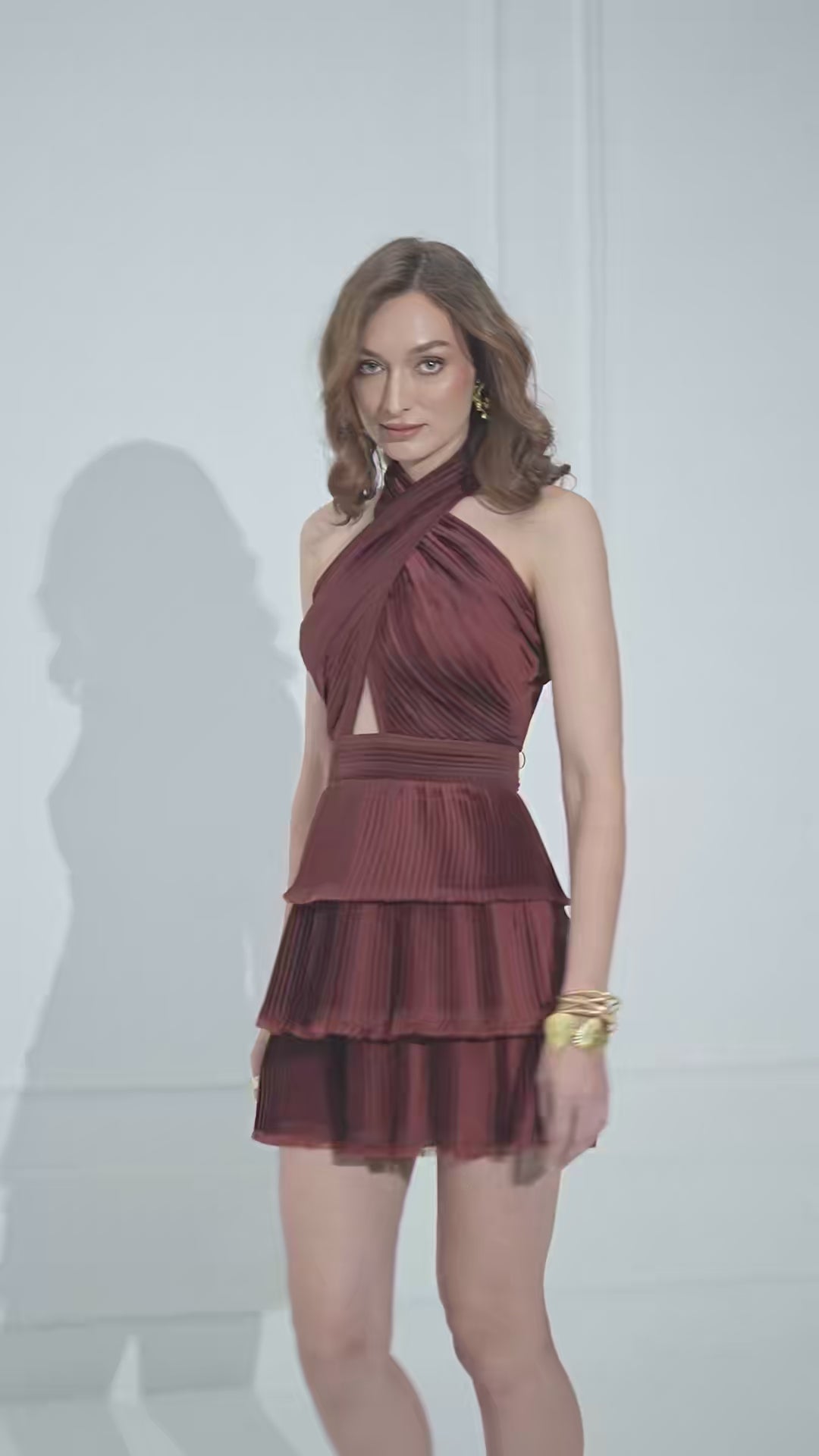 NICOLE Pleated Peplum Dress