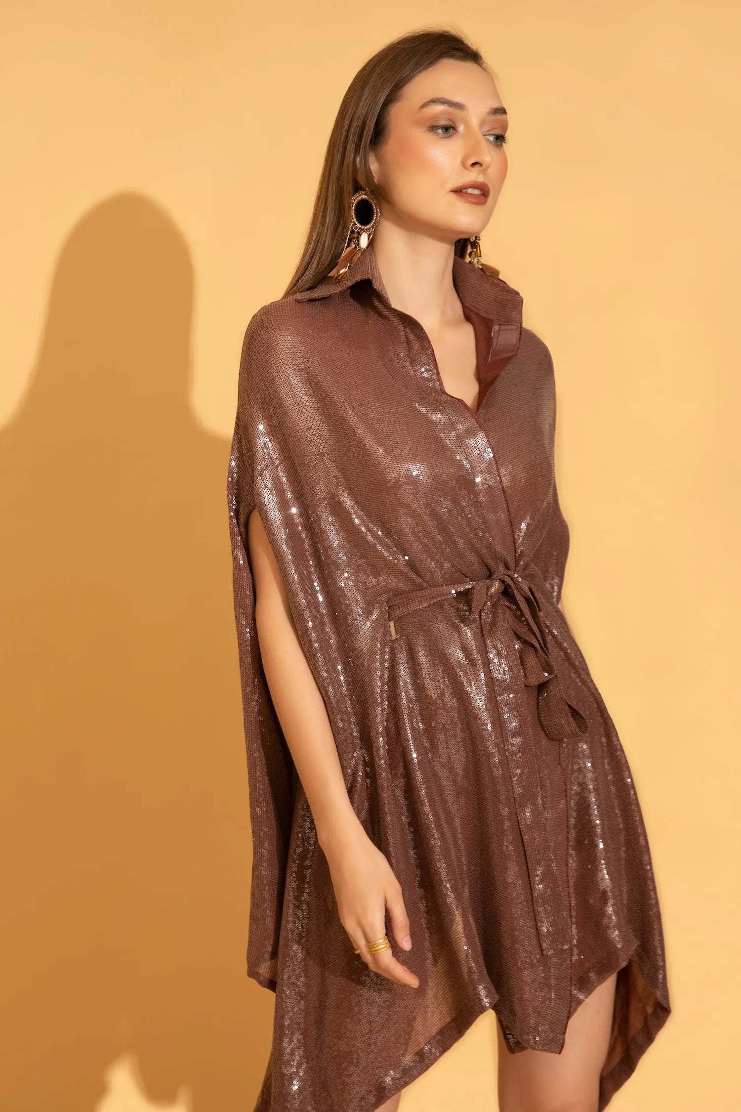 Rust Sequins Kaftan - DRESSES