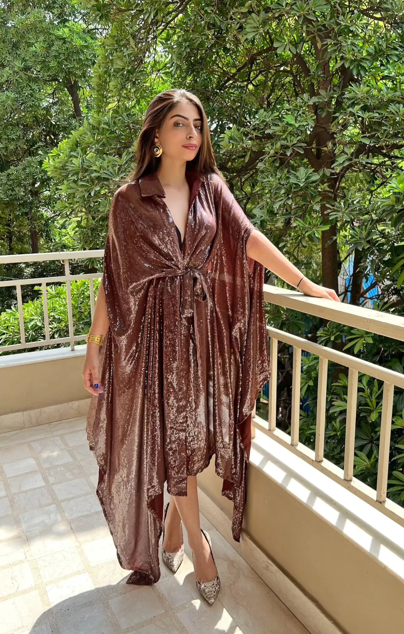 Rust Sequins Kaftan - DRESSES