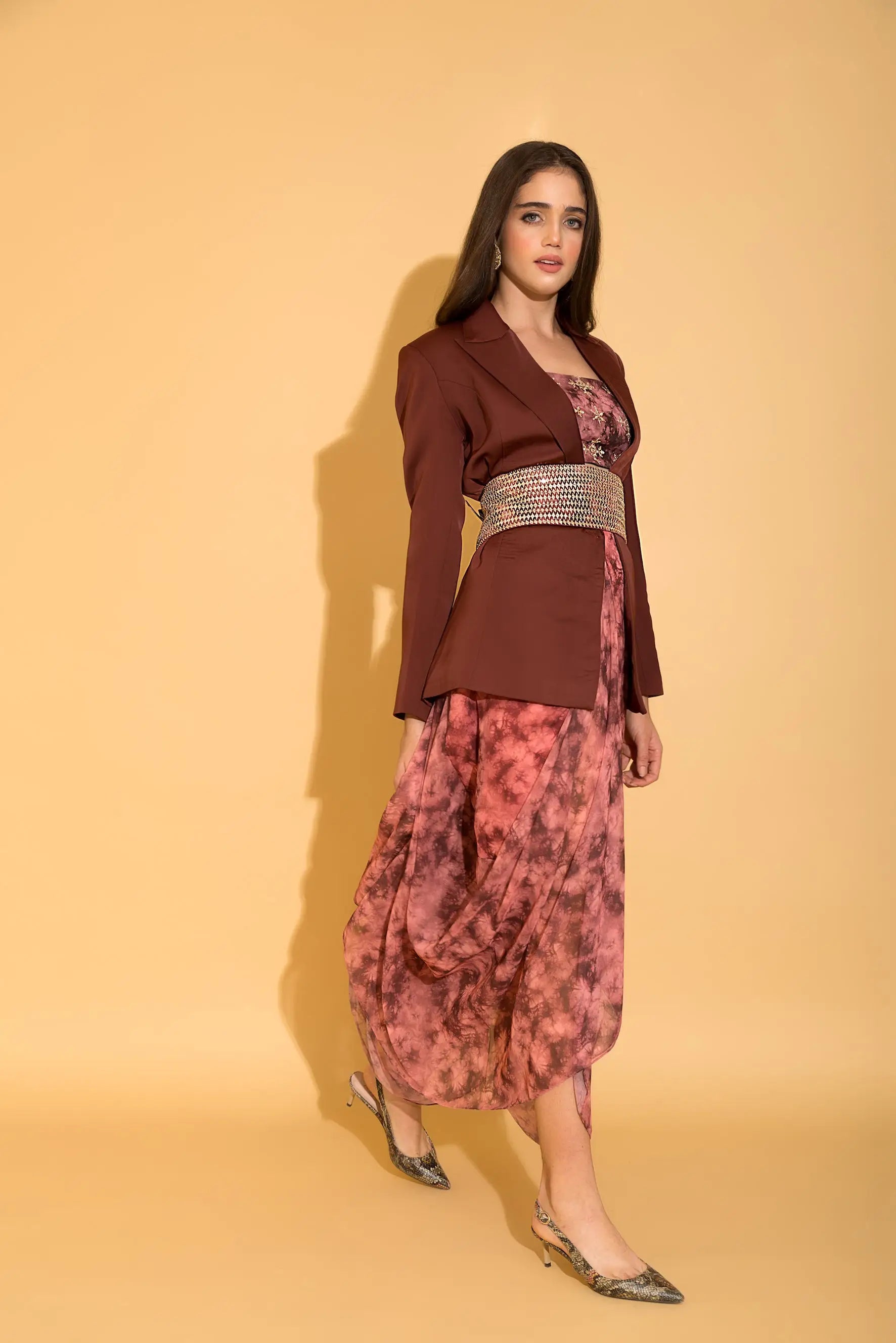 Rust Tie-Dye Dhoti Skirt - SKIRTS