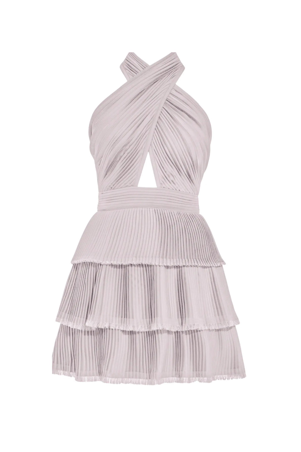 Silver Blue Peplum Flared Dress - DRESSES