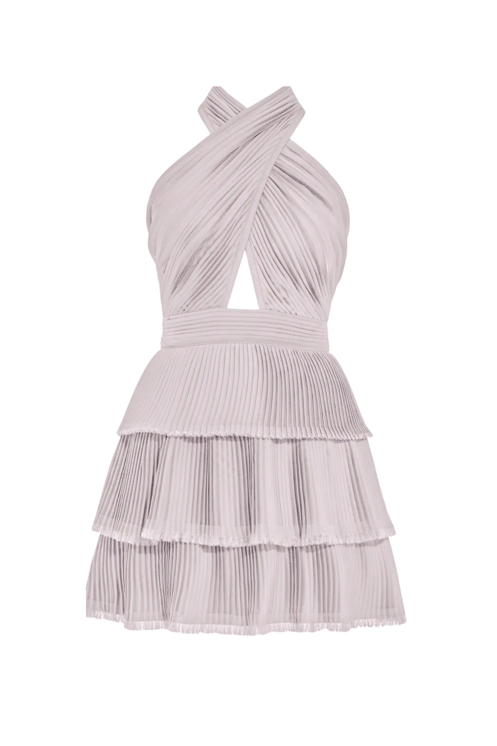 Silver Blue Peplum Flared Dress - DRESSES