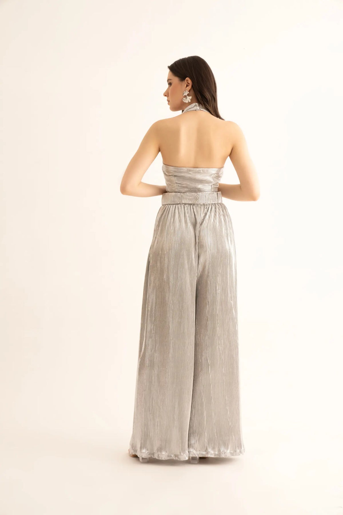 Silver Pleated Crop Top - TOPS