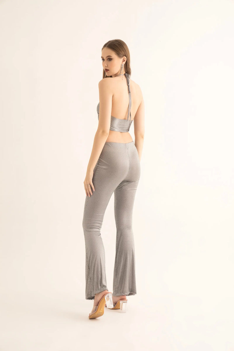 Silver Rhinestone Bell Bottoms - PANTS