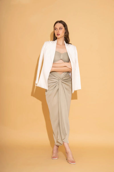 Summer Green Draped Skirt and Top Co-ord Set - SET