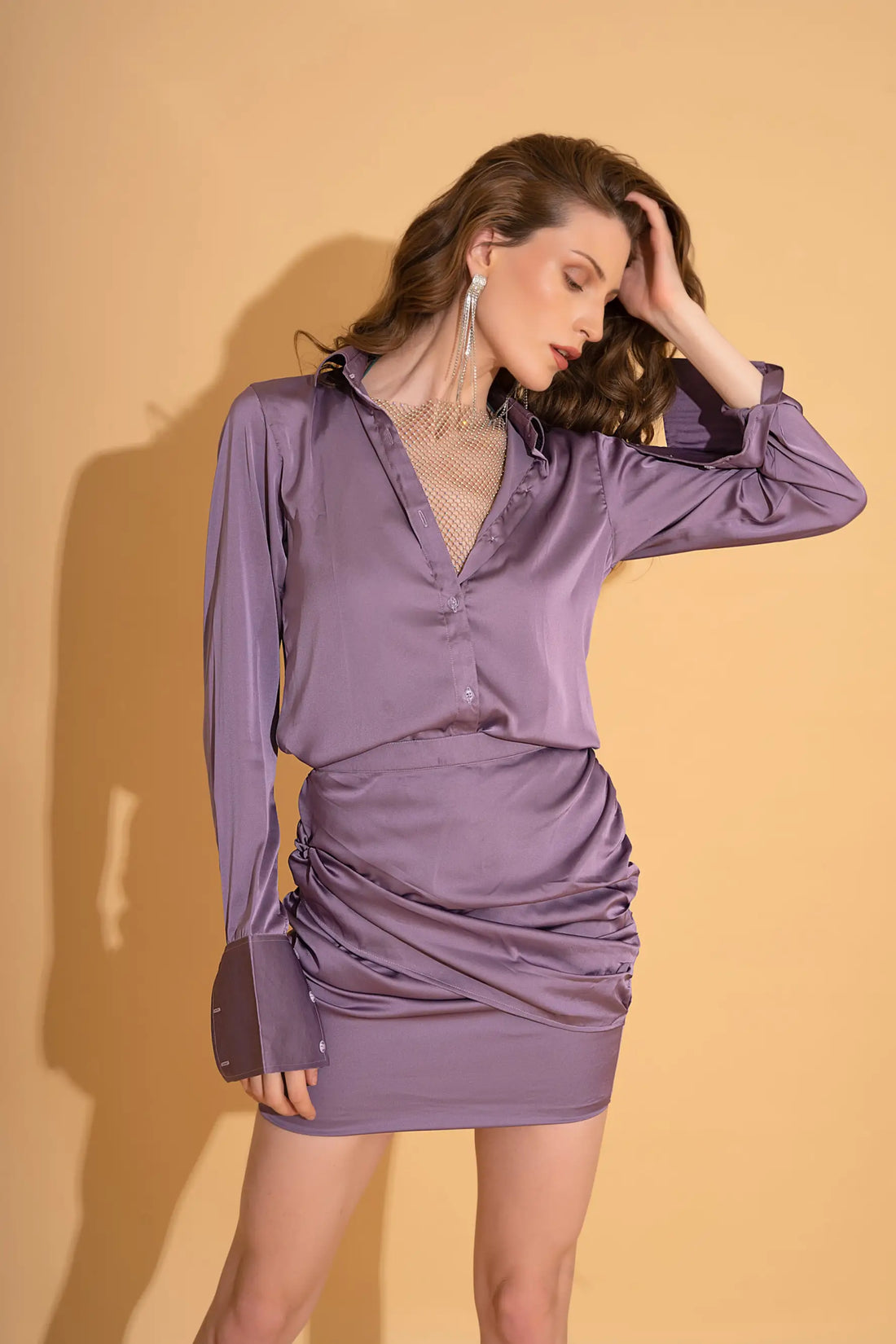 Ultra Violet Satin Co-ord Set - SET