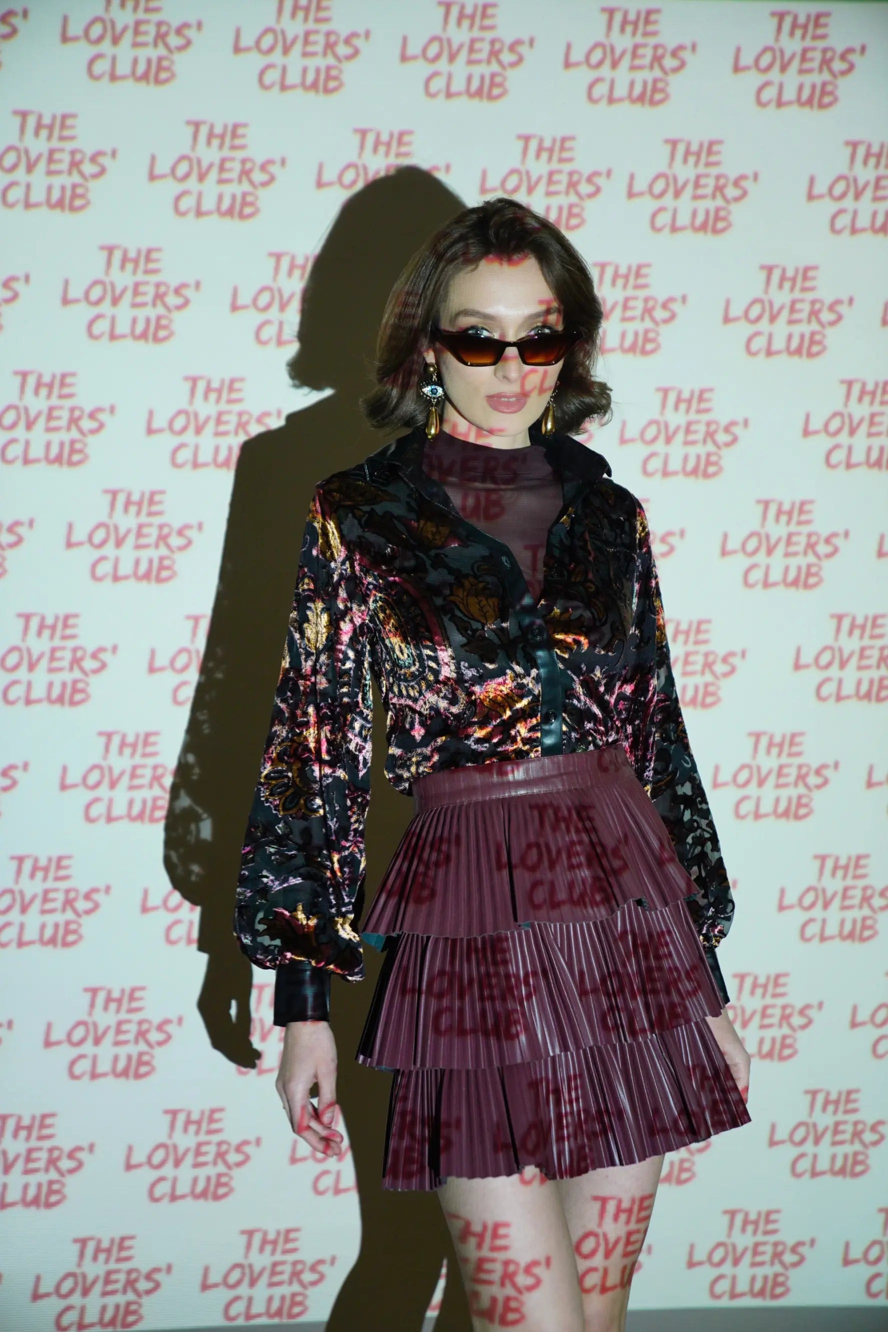 Velvet Shirt & Wine Faux Leather Skirt Co-ord Set - SET