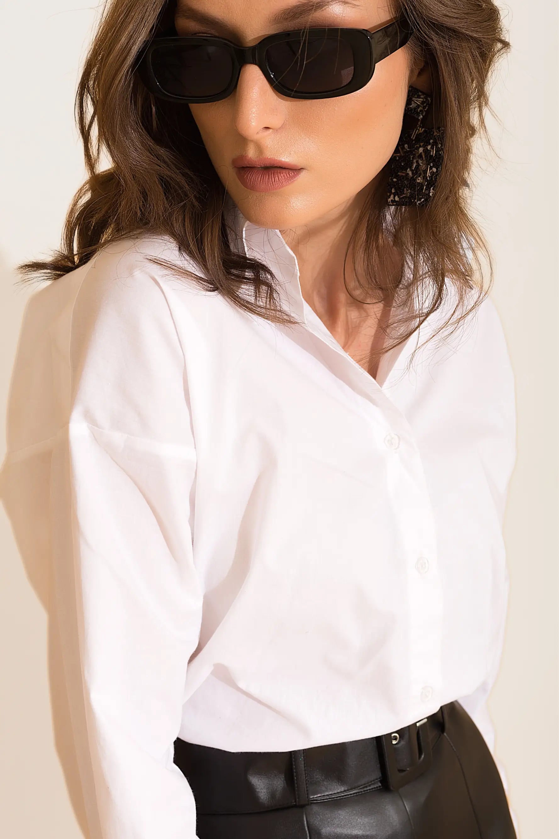 White Poplin Oversized Shirt - SHIRTS