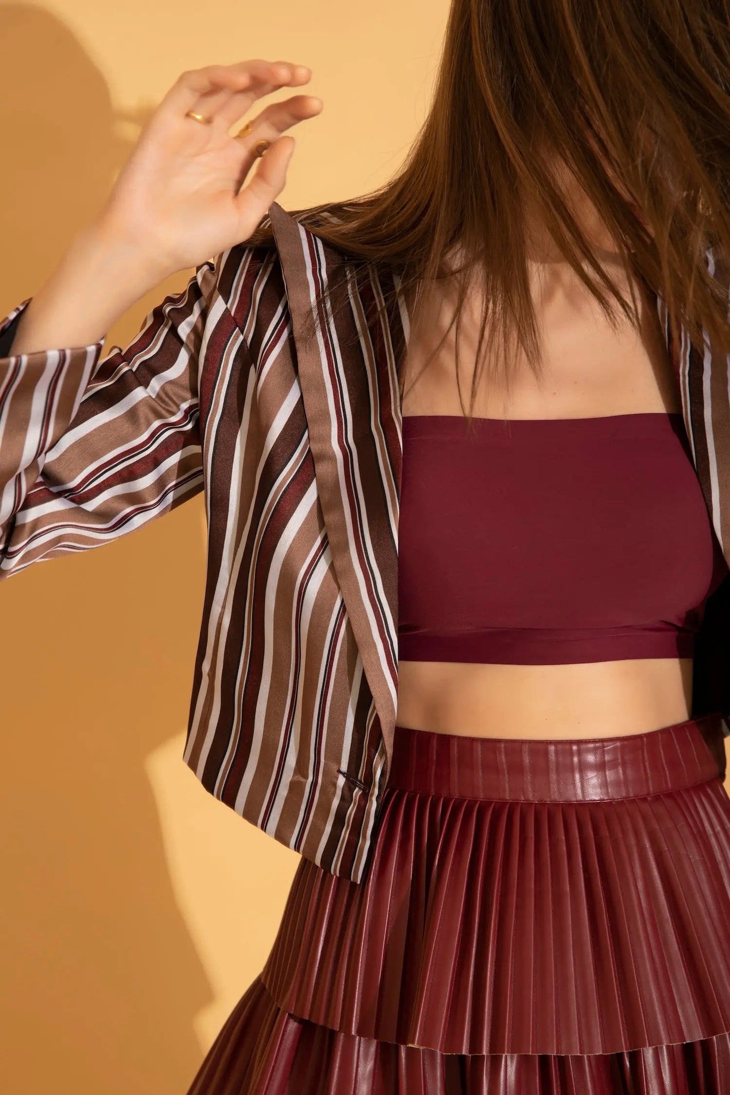 Wine Faux Leather Skirt - SKIRTS