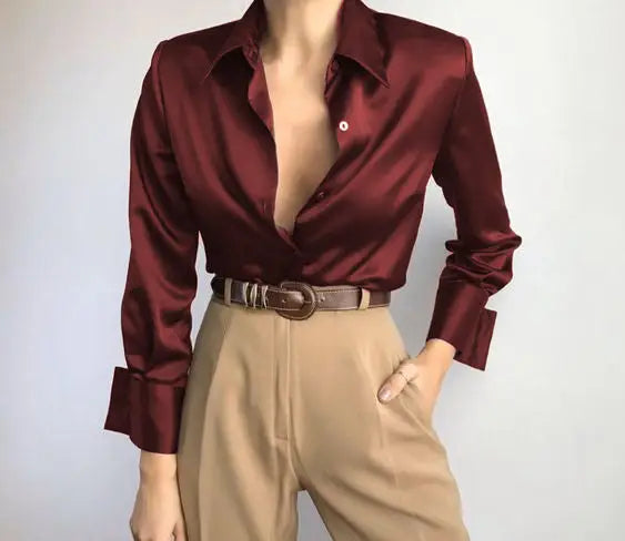 Wine Satin Formal Shirt - SHIRTS