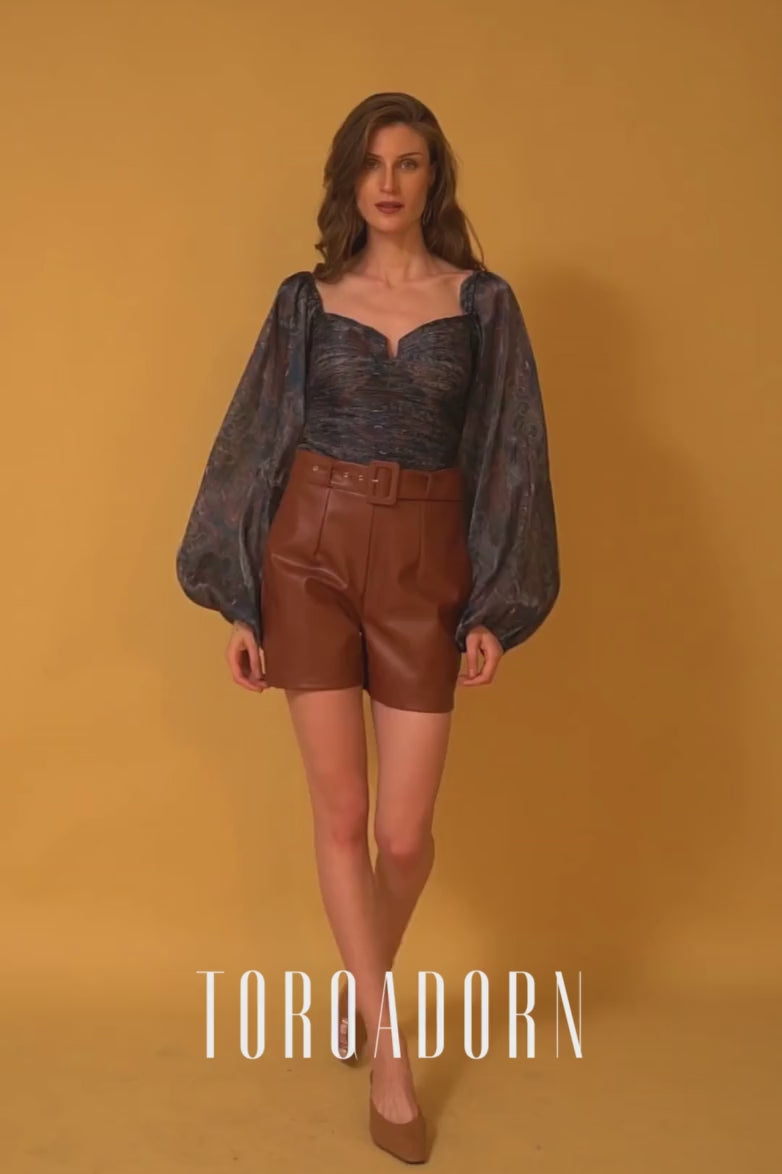 Brown Faux Leather Shorts