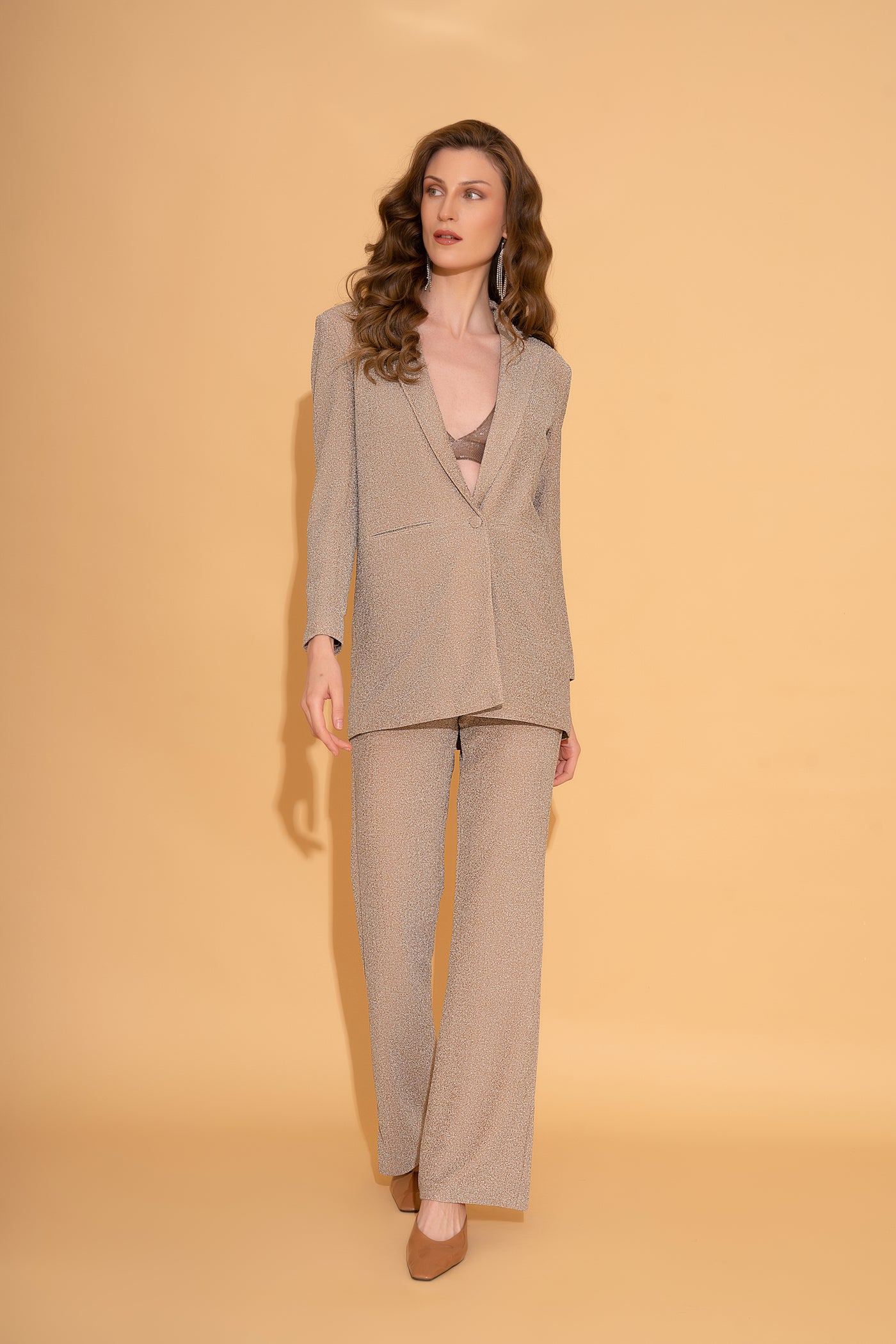 Champagne Shimmer Blazer and Pants Co-ord