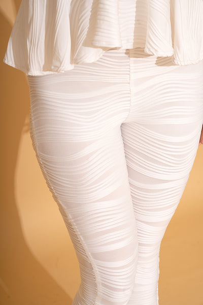 White Plissé Pants