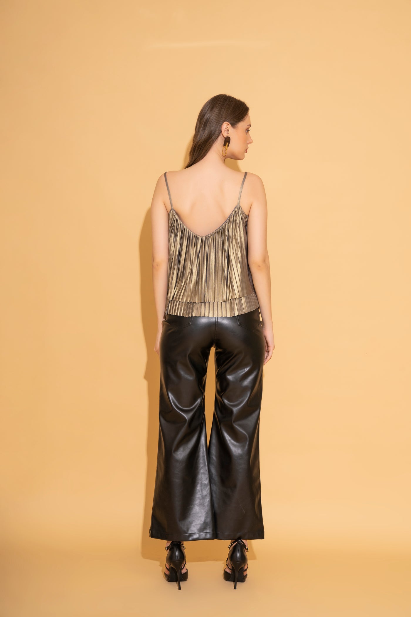 Gold Pleated Tiered Top