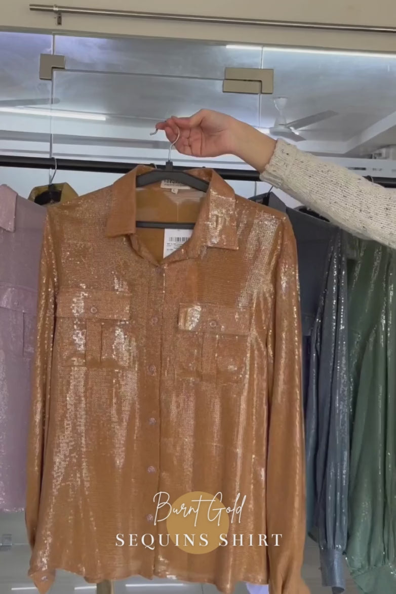 Burnt Gold Sequins Shirt
