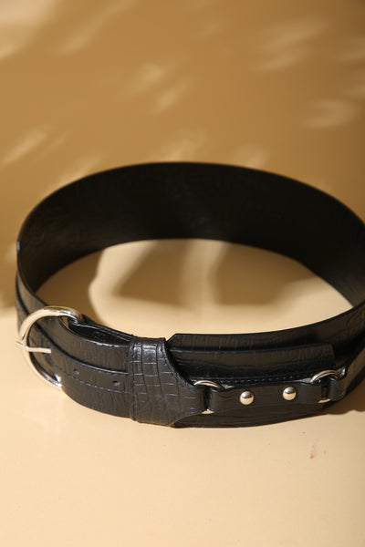 Black Croc Textured Belt